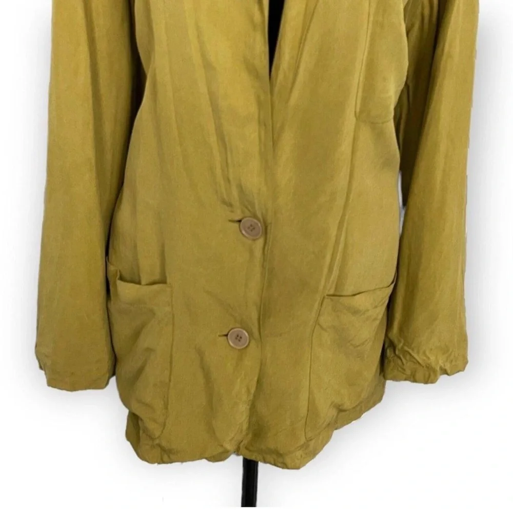 Tweeds‎ chartreuse green silk Blazer Jacket size Large